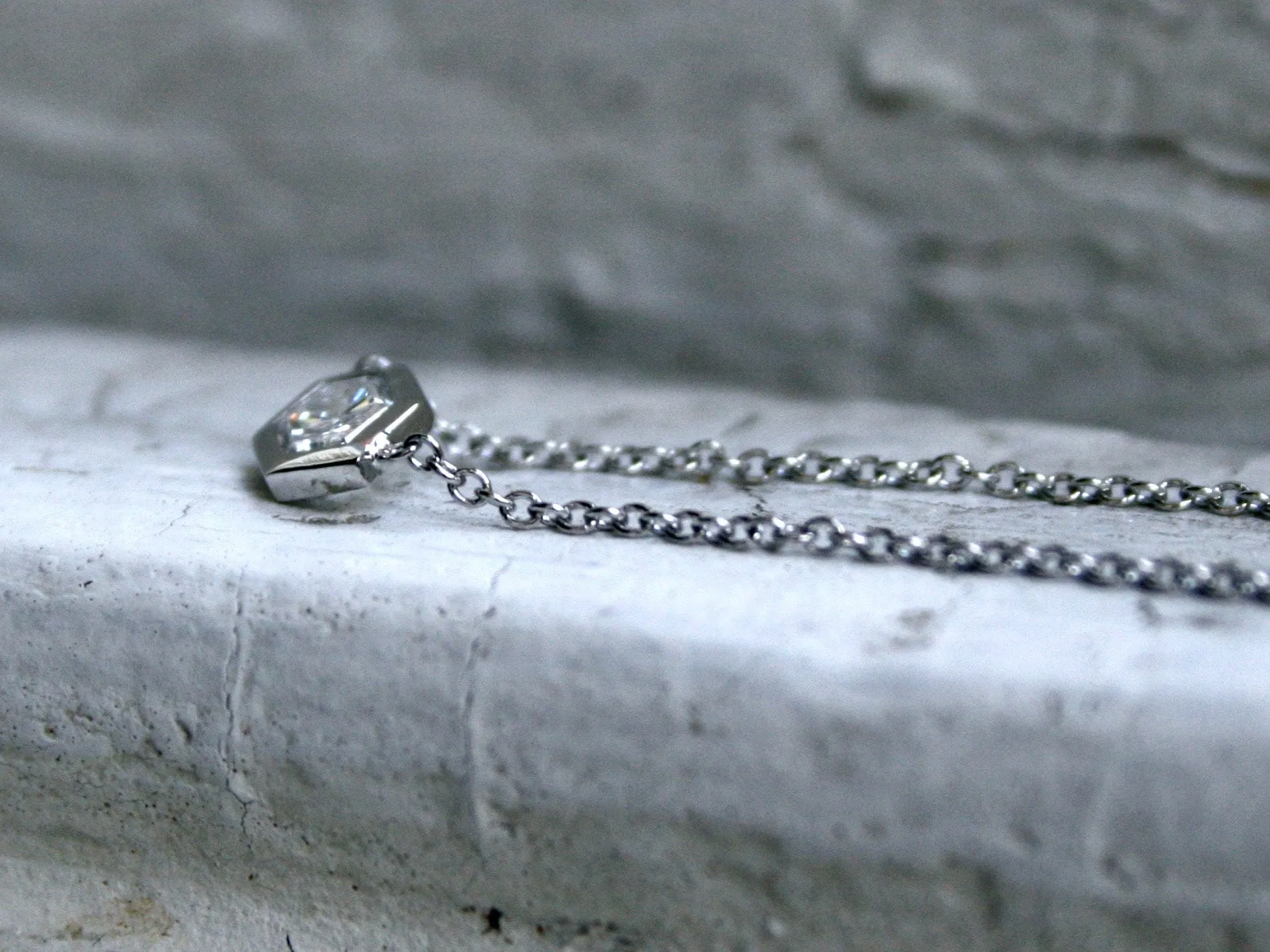 Platinum Hexagon Cut Diamond Solitaire Pendant - 0.50ct.