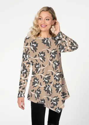 Polka Dot Floral (7875) ~ Asymmetrical French Terry Tunic
