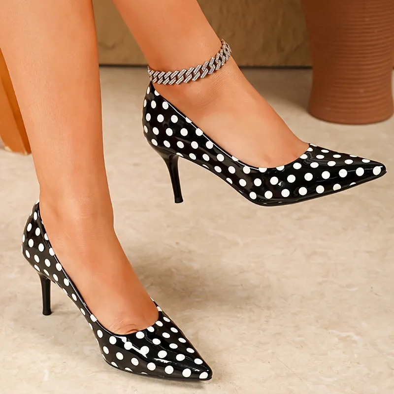 Polka Dot Stiletto High Heels for Women