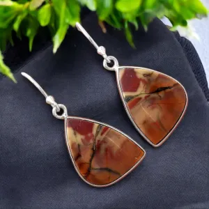 Polychrome Jasper Solid 925 Sterling Silver Earrings
