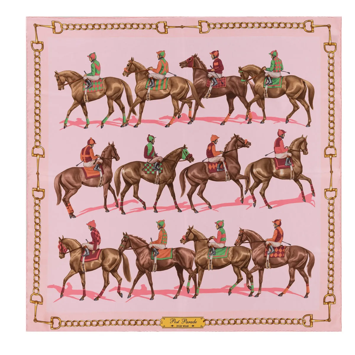 Post Parade Horse Racing Silk Scarf by Julie Wear - Pink