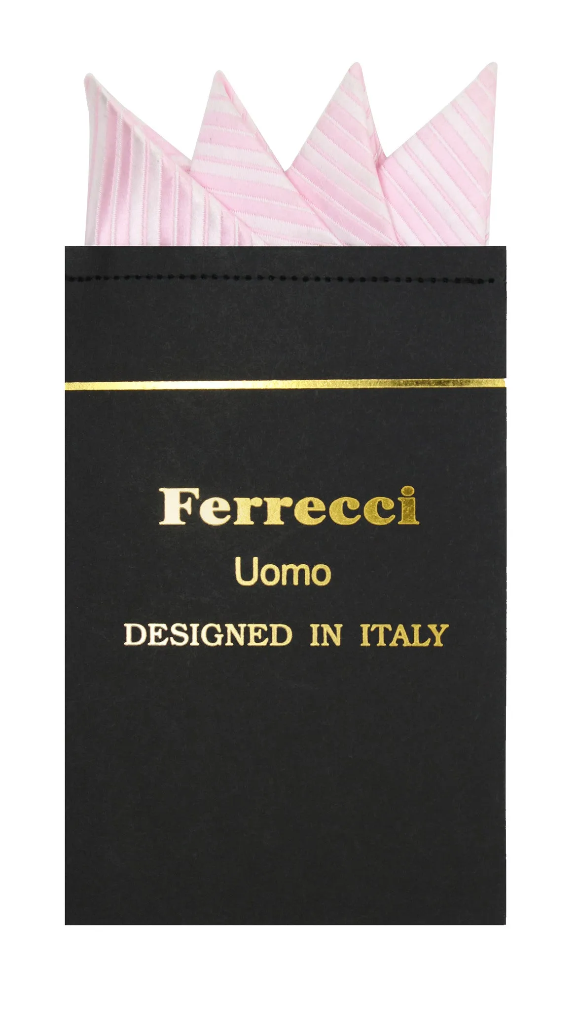 Pre-Folded Microfiber Baby Pink Stripe Handkerchief Pocket Square