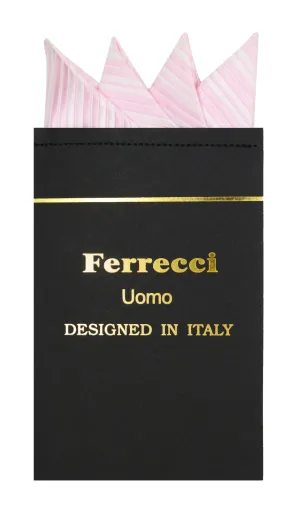 Pre-Folded Microfiber Baby Pink Stripe Handkerchief Pocket Square