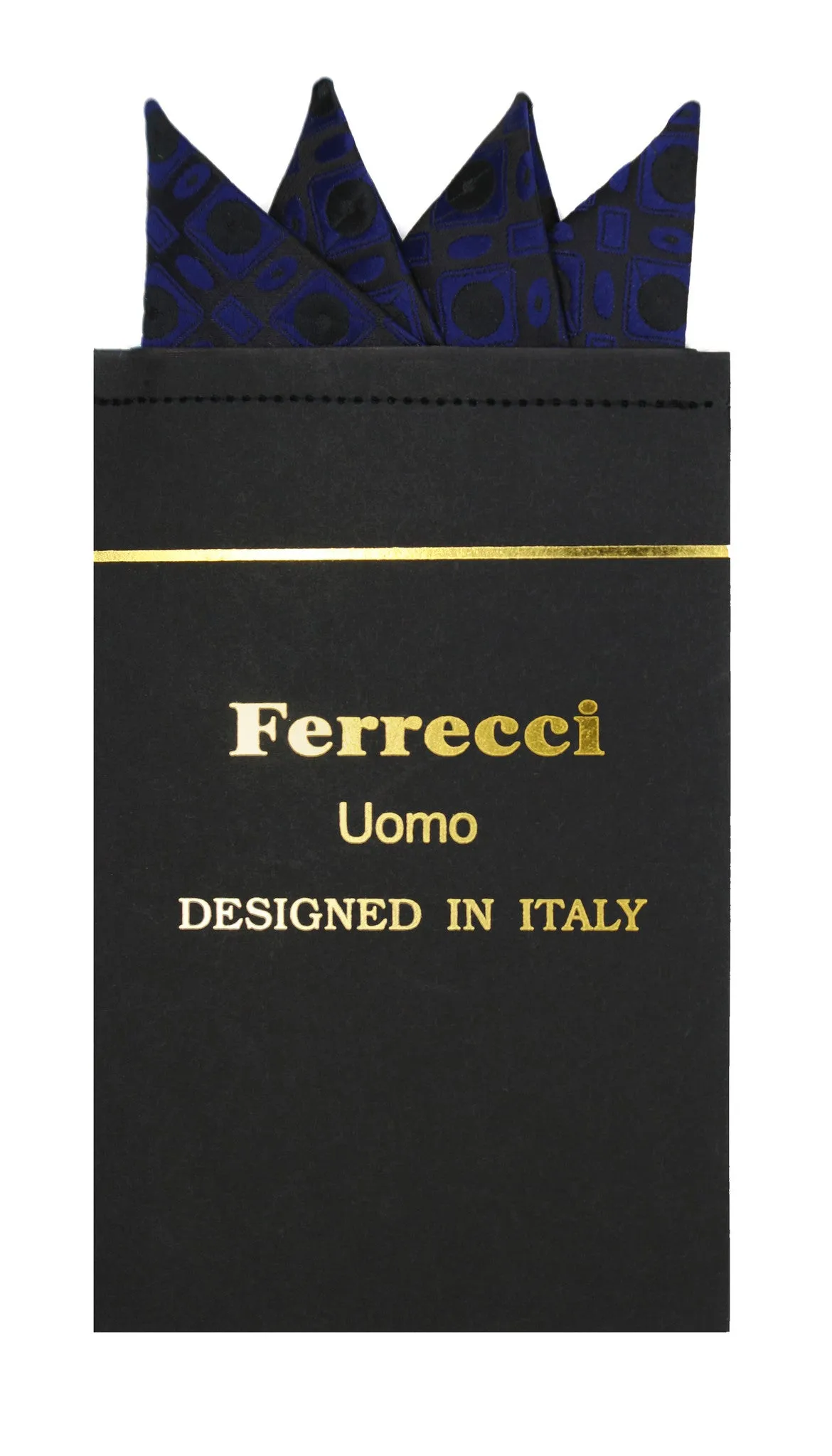 Pre-Folded Microfiber Navy Blue Geometric Handkerchief Pocket Square