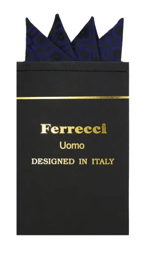 Pre-Folded Microfiber Navy Blue Geometric Handkerchief Pocket Square