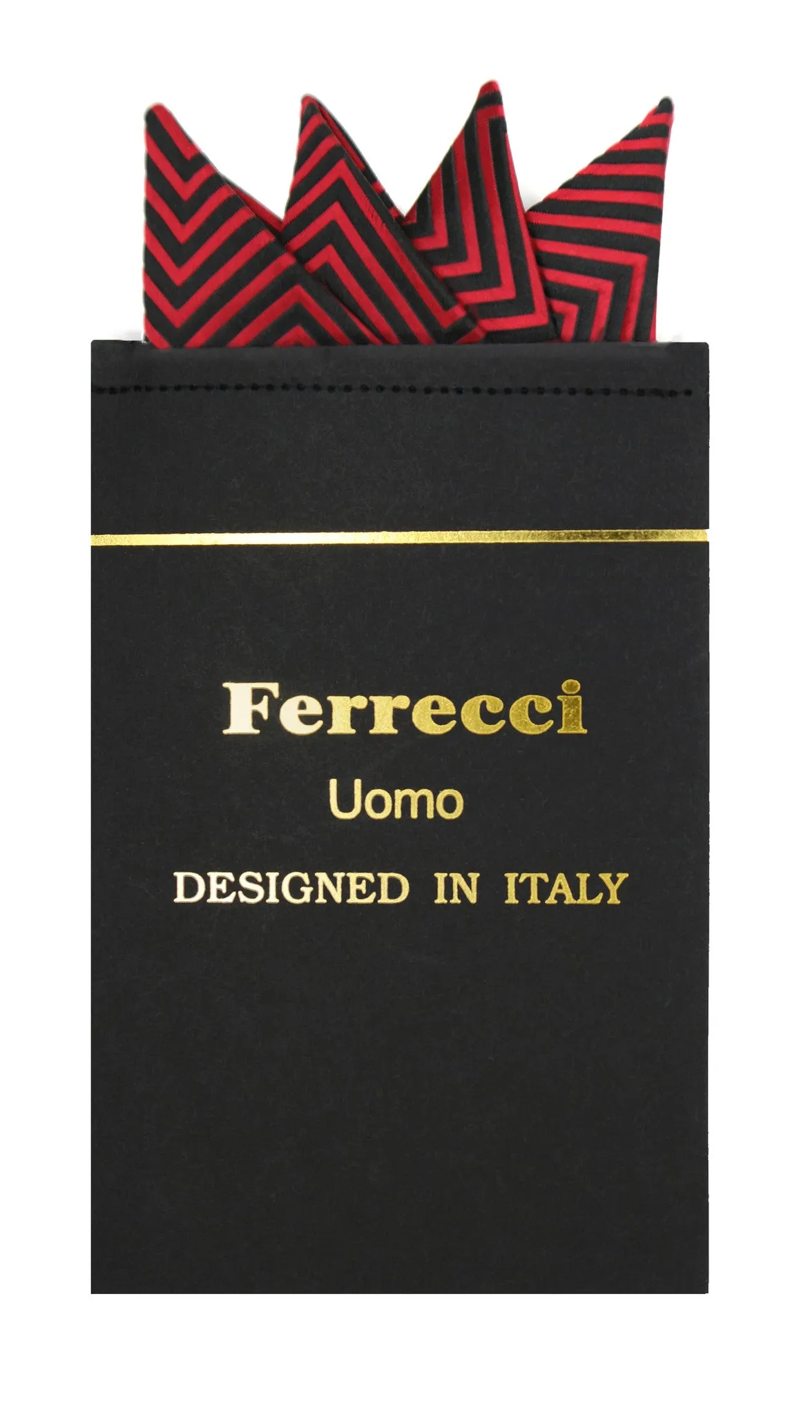 Pre-Folded Microfiber Red Chevron Handkerchief Pocket Square