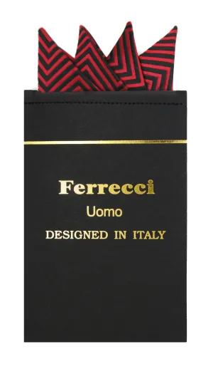 Pre-Folded Microfiber Red Chevron Handkerchief Pocket Square