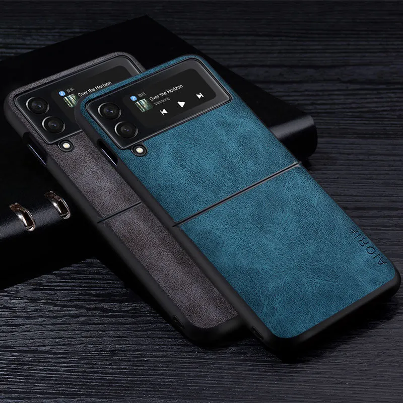 Premium PU Leathe Case for Samsung Galaxy Z Flip 3 Scratch-Resistant Solid Color Cover for Samsung Galaxy Z Flip3 zflip3 5G Case