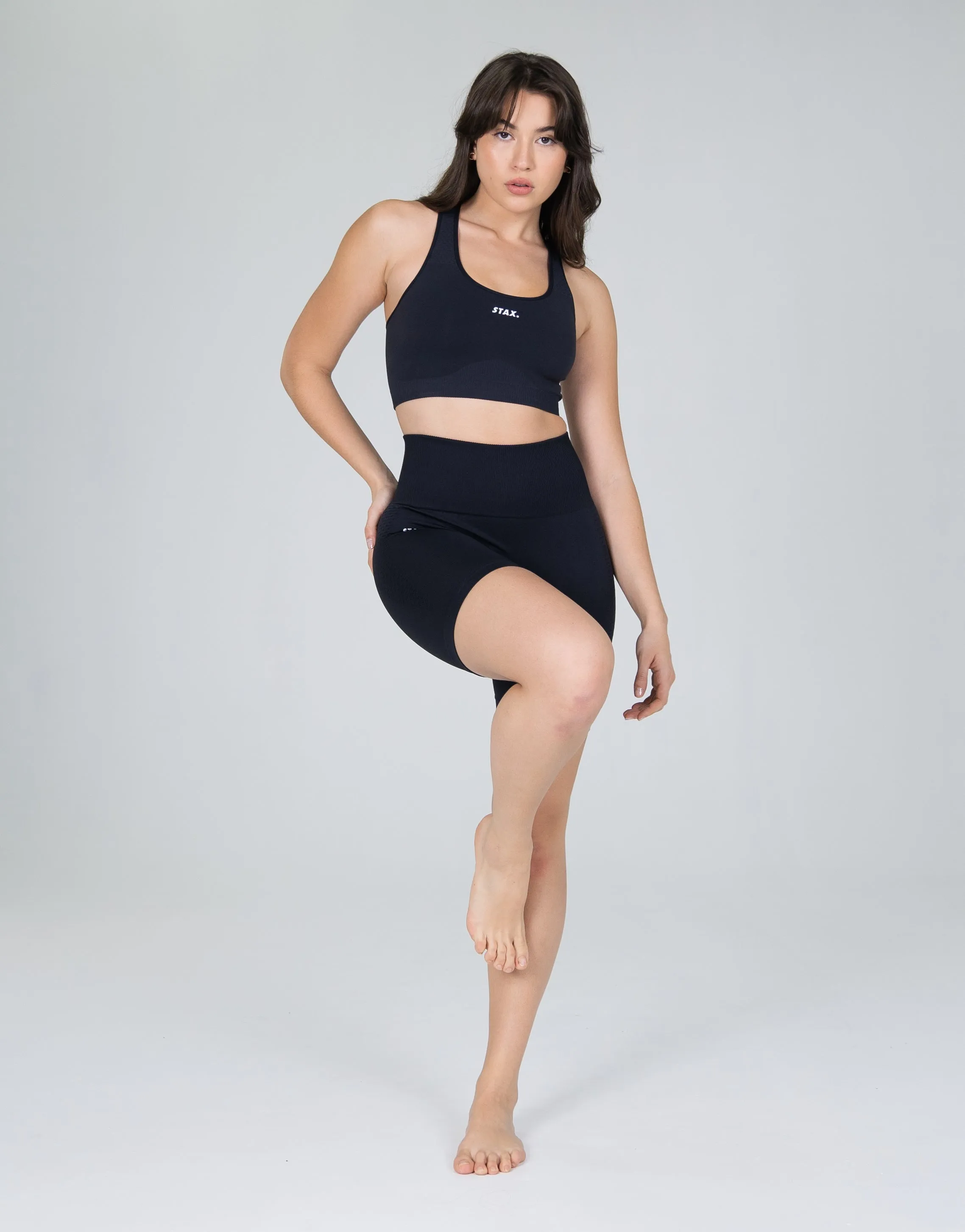 Premium Seamless V6 Racer Crop - Oxford (Cool Black)