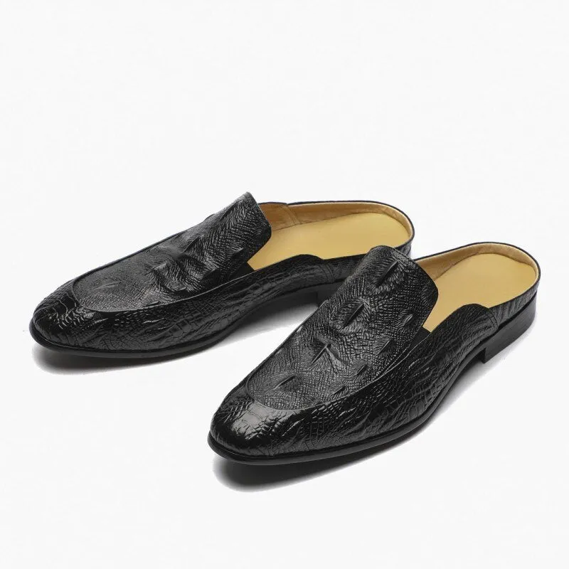 Print Casual Slippers Loafers Male Pointed Toe Sandals