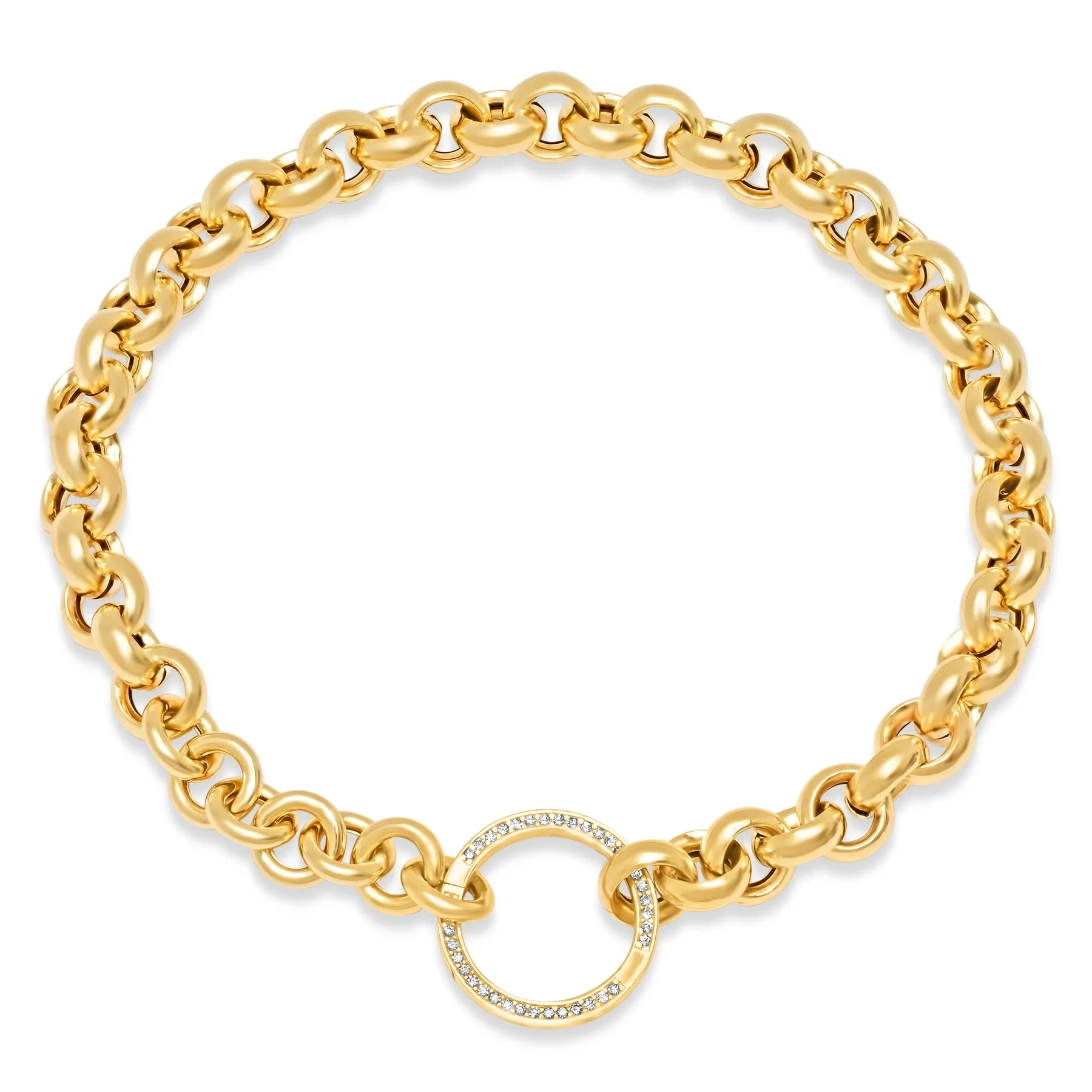 PUFFY O LINK BRACELET w/ DIAMOND CIRCLE ENHANCER, 14kt GOLD