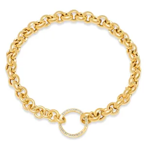 PUFFY O LINK BRACELET w/ DIAMOND CIRCLE ENHANCER, 14kt GOLD