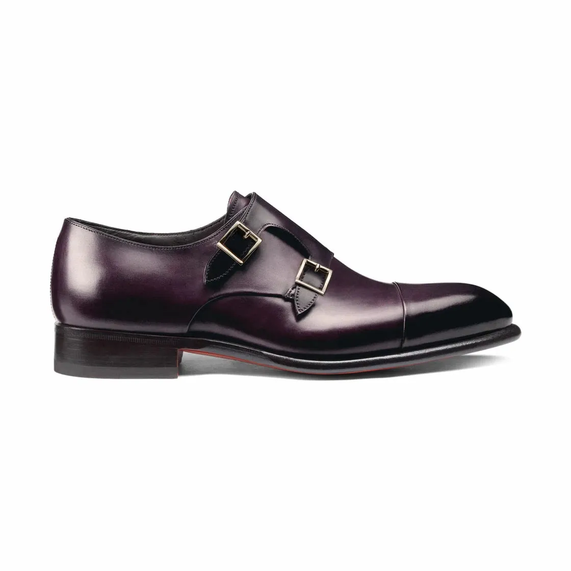 Purple Leather Woodford Balmoral Double Monk Strap Toe Cap Oxfords - Formal Shoes - Monk Shoes