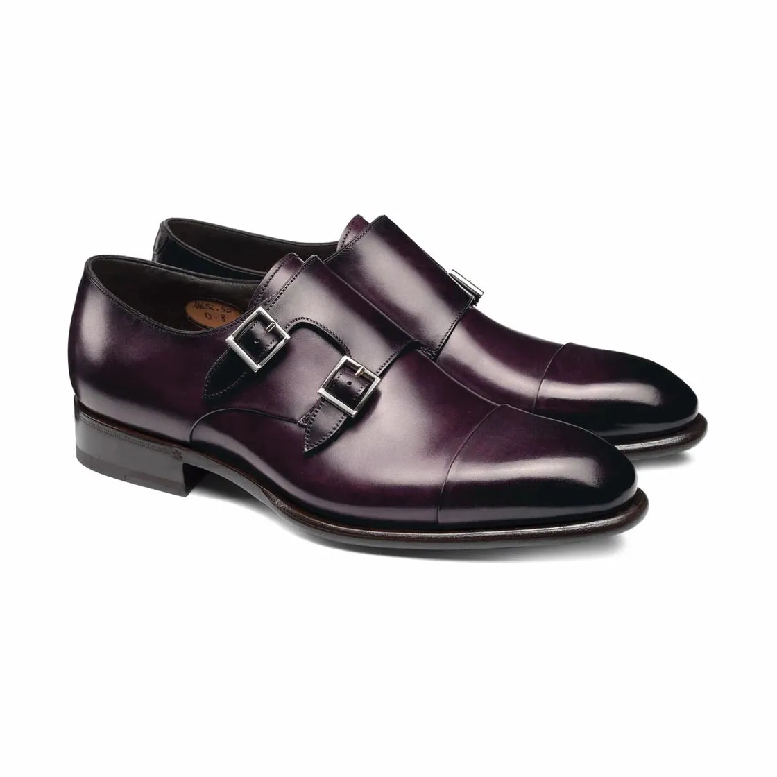 Purple Leather Woodford Balmoral Double Monk Strap Toe Cap Oxfords - Formal Shoes - Monk Shoes
