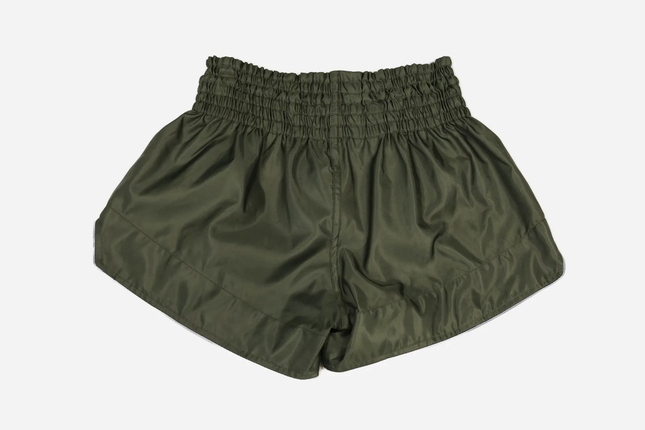 "Omega 2.0" Nylon Muay Thai Shorts (Olive / Silver)