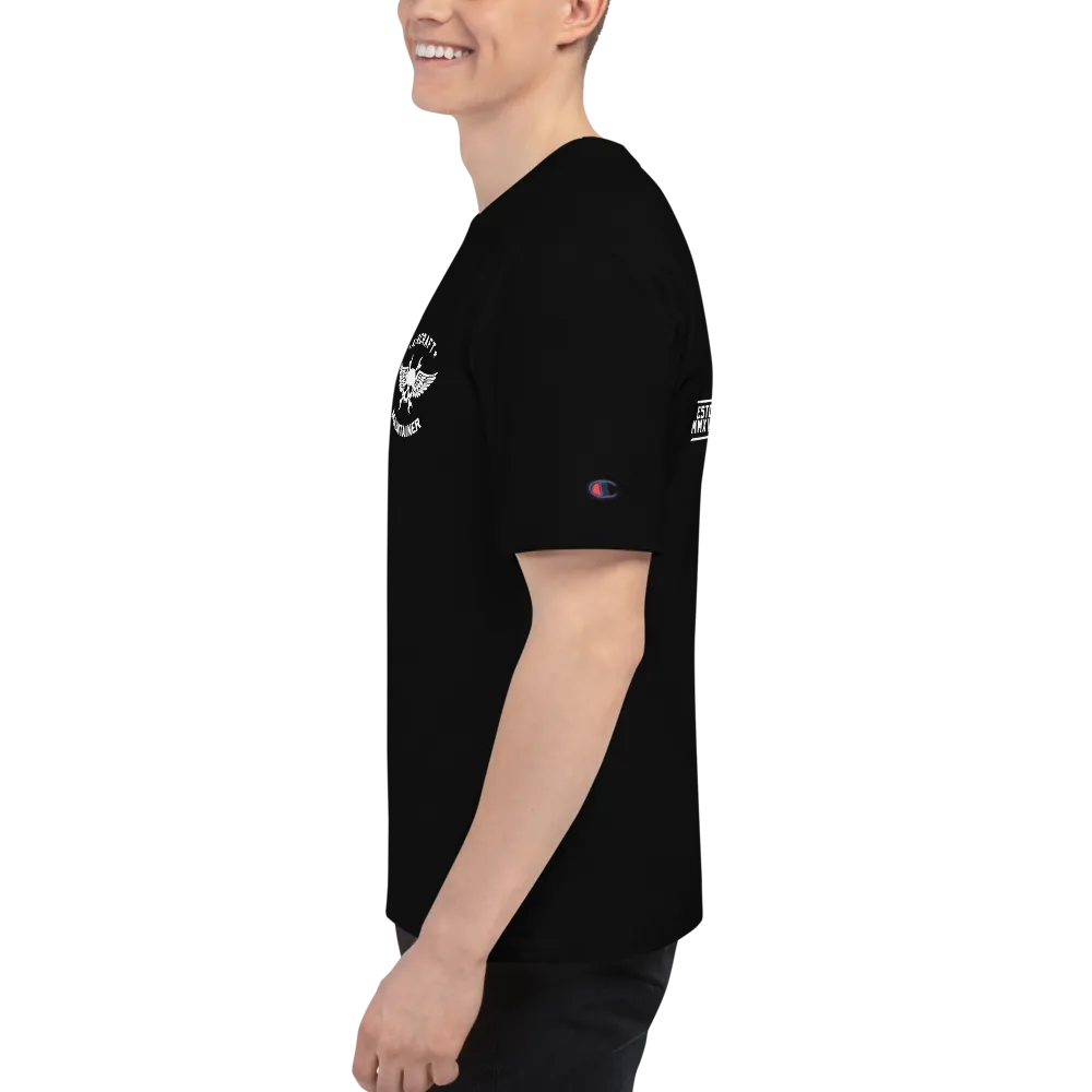 "Wash in Oil Rinse in Jet Fuel" Champion Tee