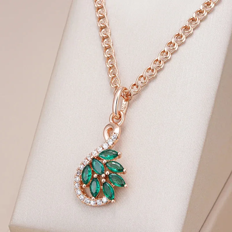 Radiant Green Zircon Rose Gold Pendant Necklace