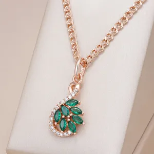 Radiant Green Zircon Rose Gold Pendant Necklace