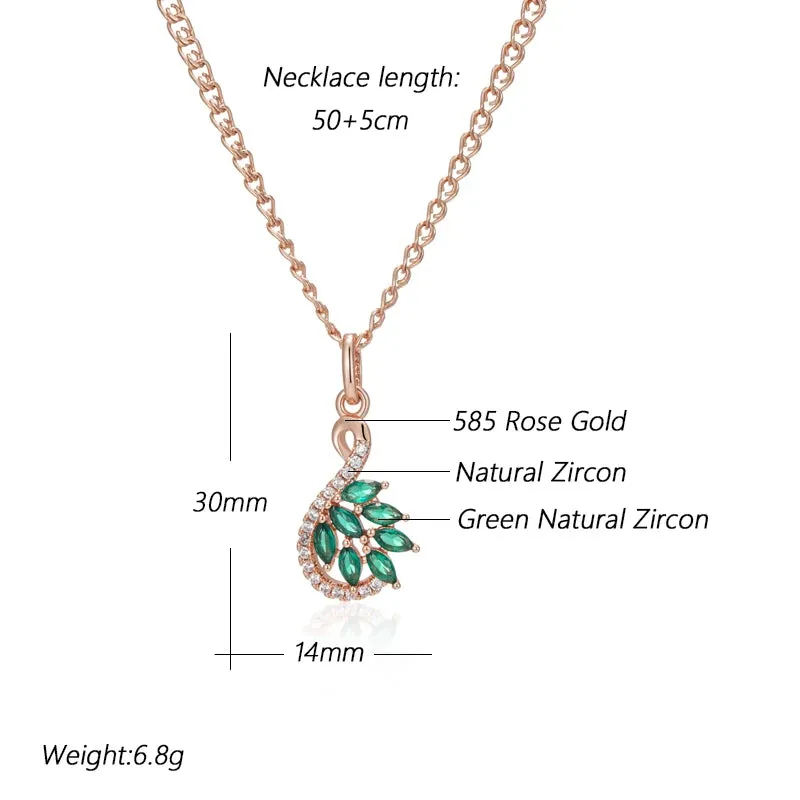 Radiant Green Zircon Rose Gold Pendant Necklace