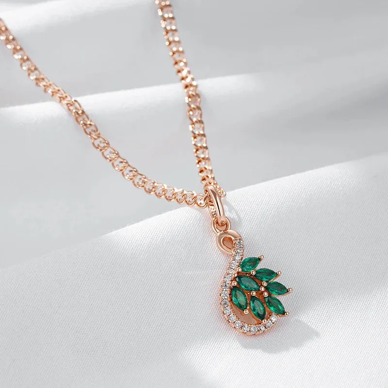 Radiant Green Zircon Rose Gold Pendant Necklace