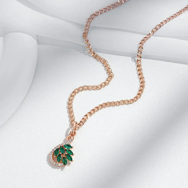 Radiant Green Zircon Rose Gold Pendant Necklace