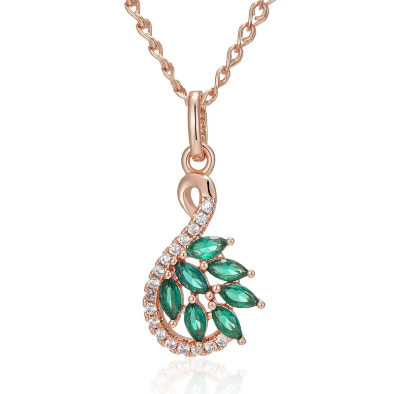 Radiant Green Zircon Rose Gold Pendant Necklace