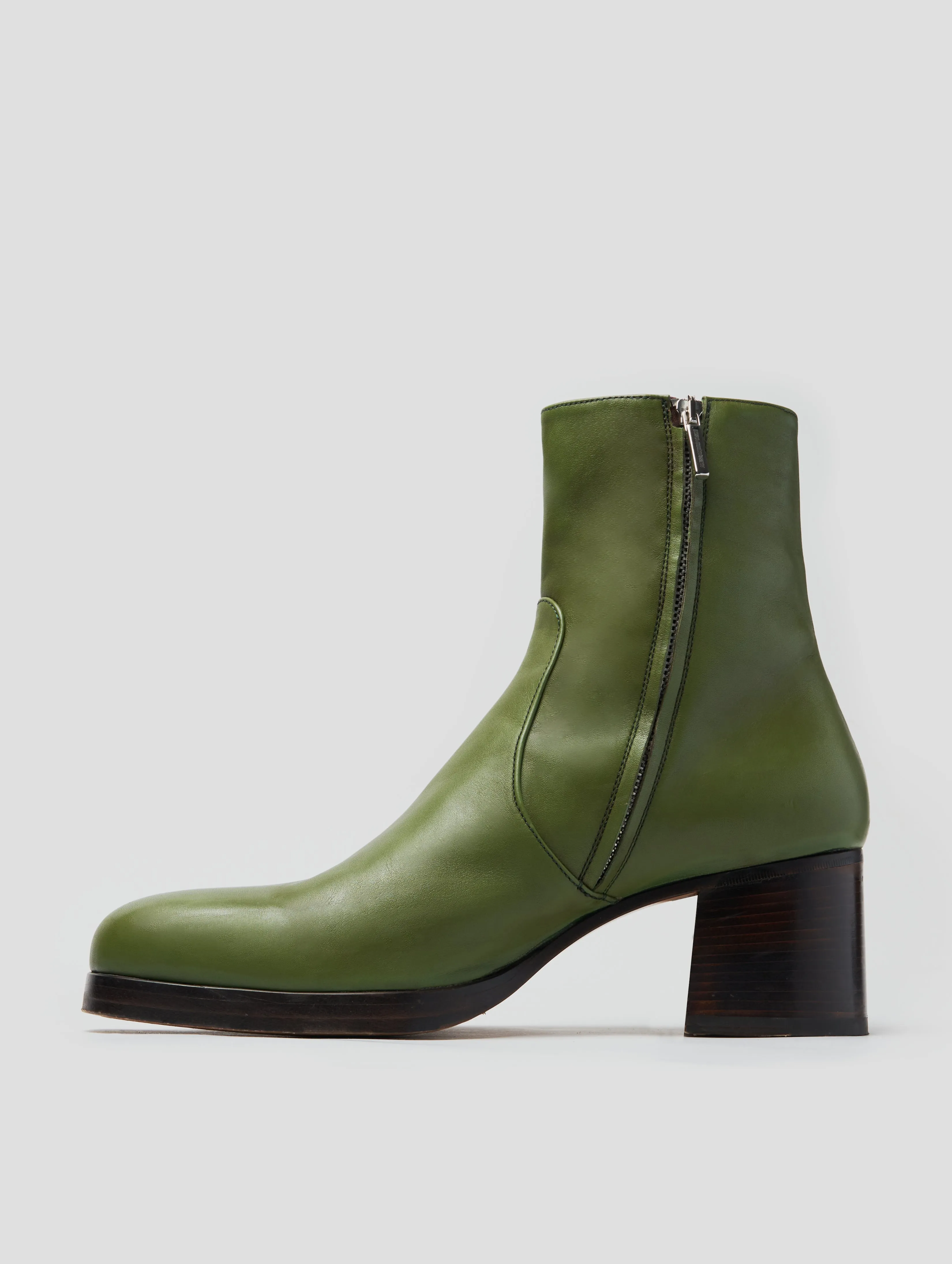 RAOUL 70MM PLATFORM BOOT IN VINTAGE GREEN CALFSKIN