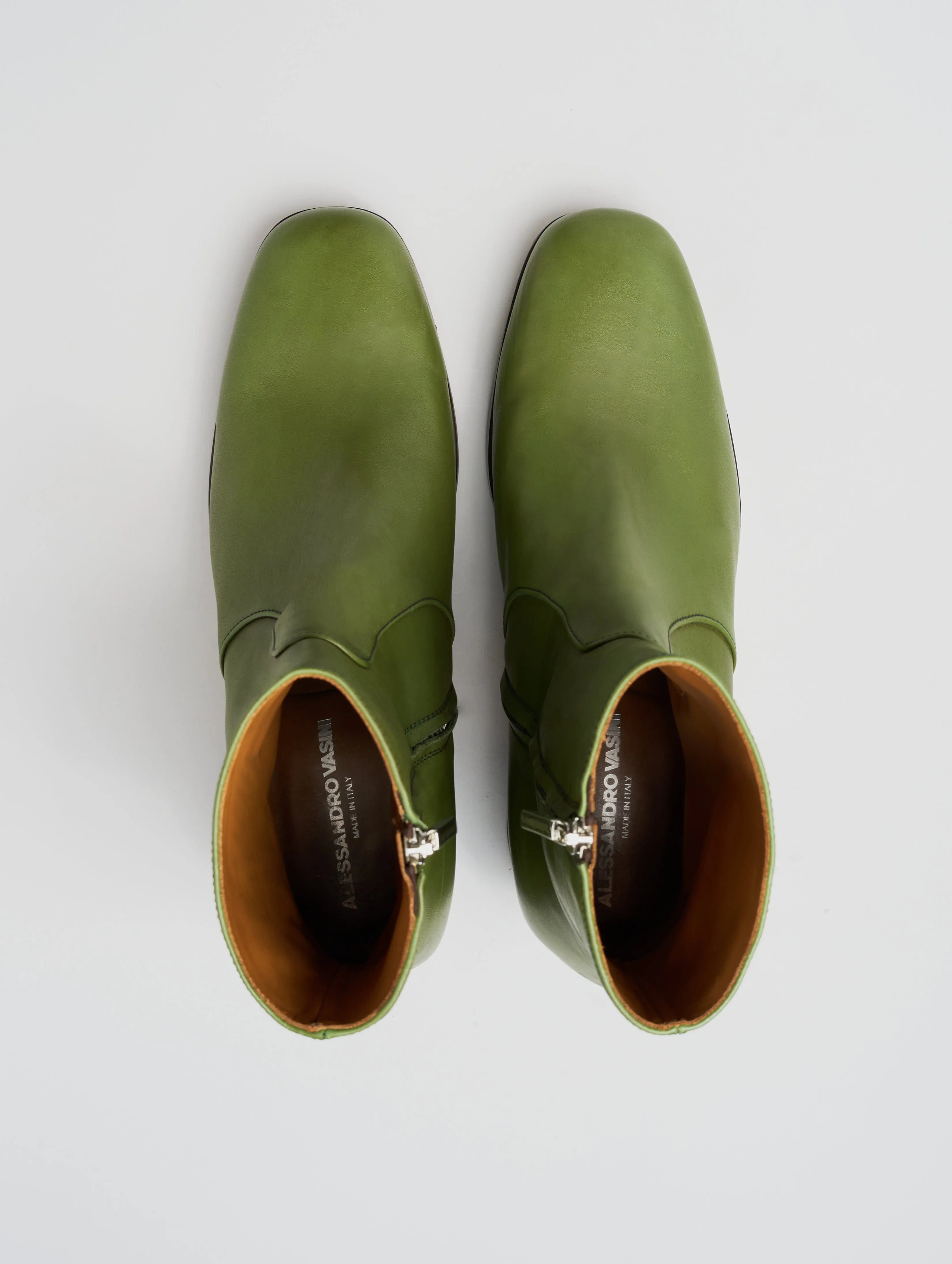 RAOUL 70MM PLATFORM BOOT IN VINTAGE GREEN CALFSKIN