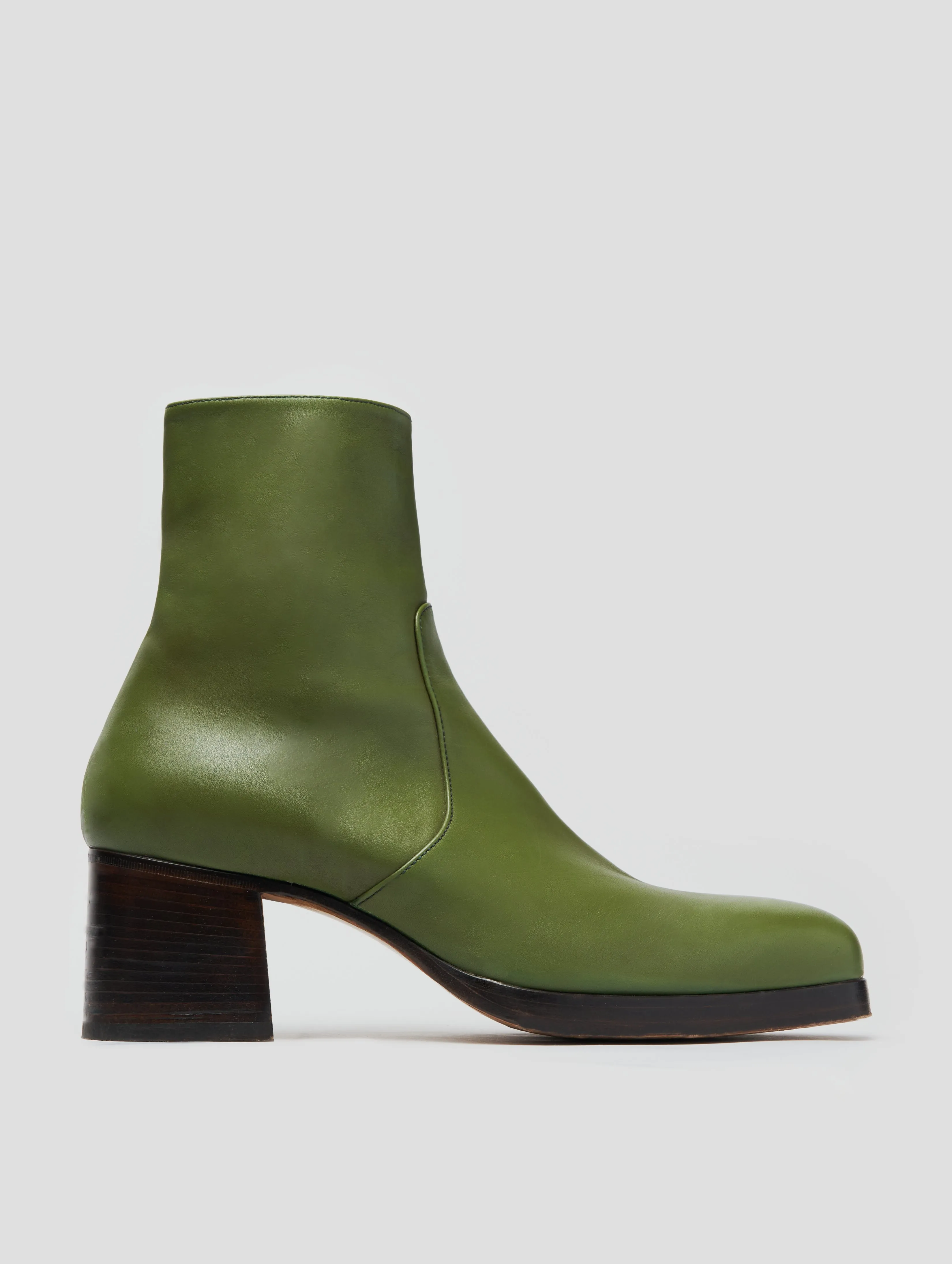 RAOUL 70MM PLATFORM BOOT IN VINTAGE GREEN CALFSKIN