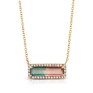 RAVISHING DIAMOND & TOURMALINE NECKLACE, 14kt Gold
