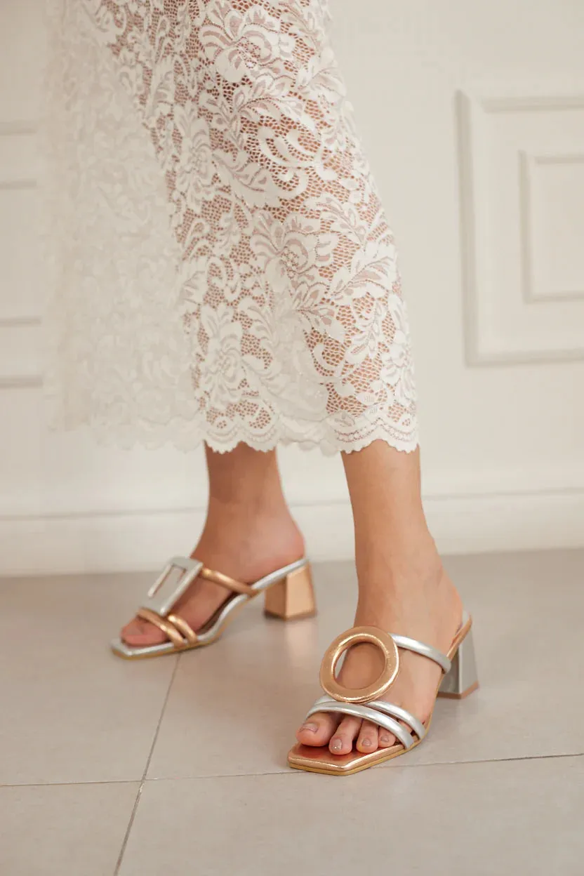 Retro Glam Heel-Rose/Silver