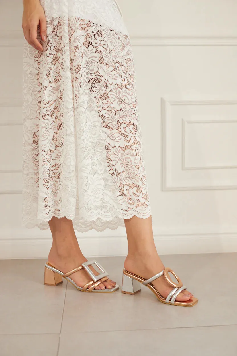 Retro Glam Heel-Rose/Silver