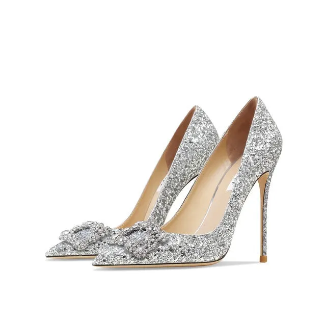 Rhinestone Pointed Toe Crystal Pumps