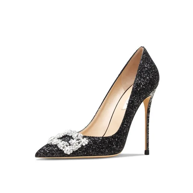 Rhinestone Pointed Toe Crystal Pumps