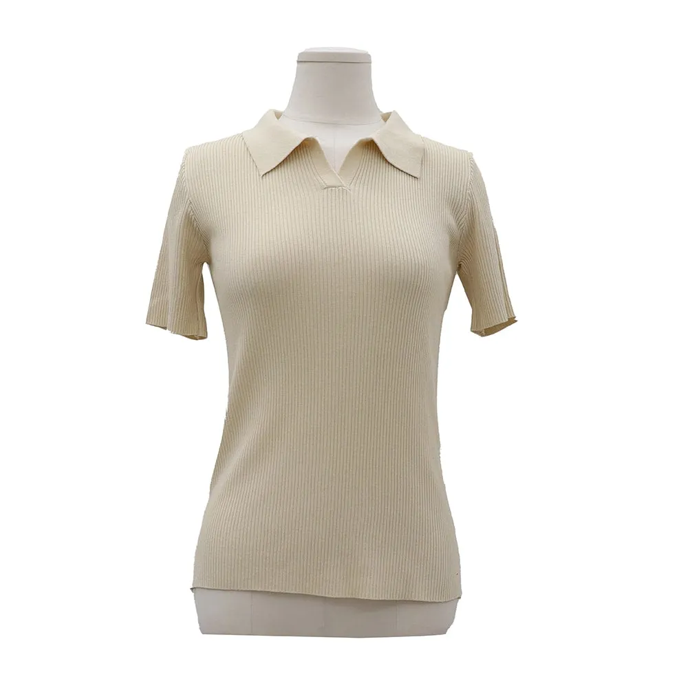 Ribbed Collar Knit Top OM2