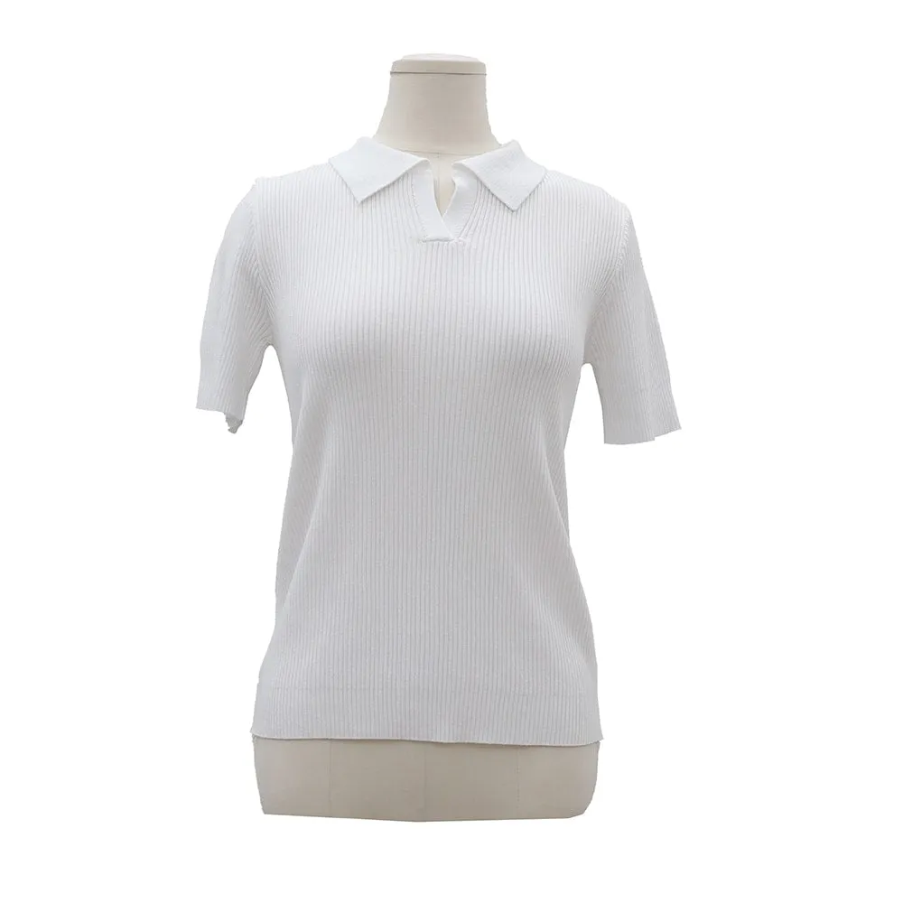 Ribbed Collar Knit Top OM2