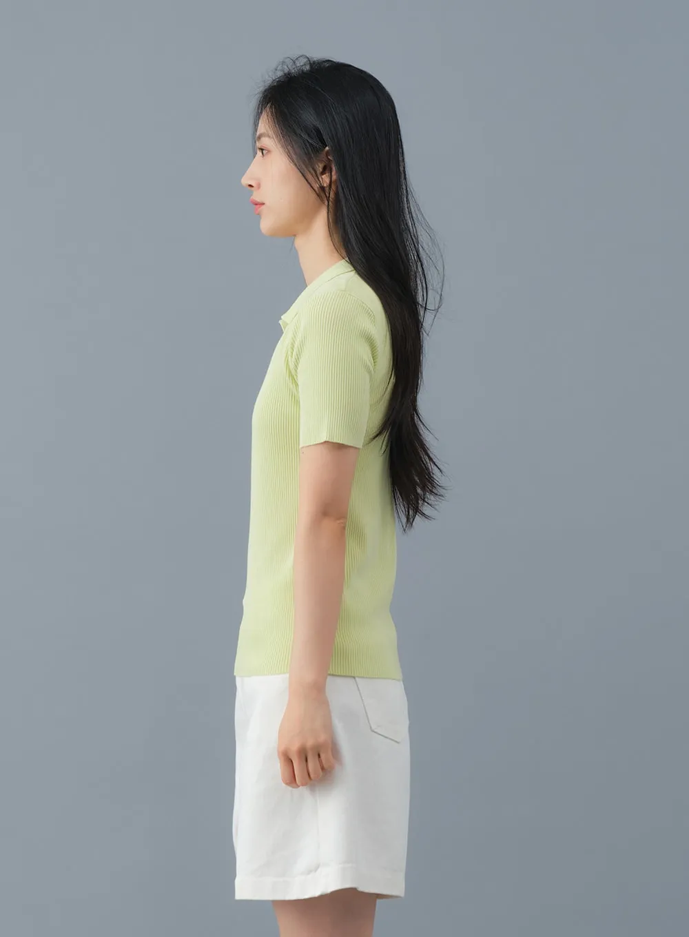 Ribbed Collar Knit Top OM2