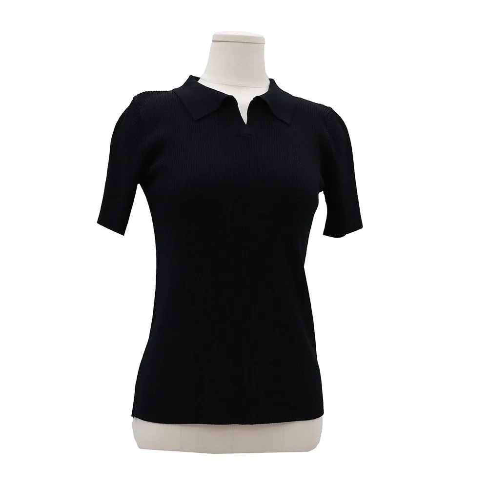 Ribbed Collar Knit Top OM2