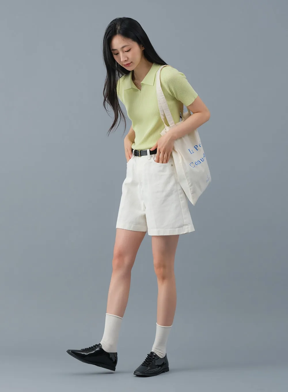 Ribbed Collar Knit Top OM2