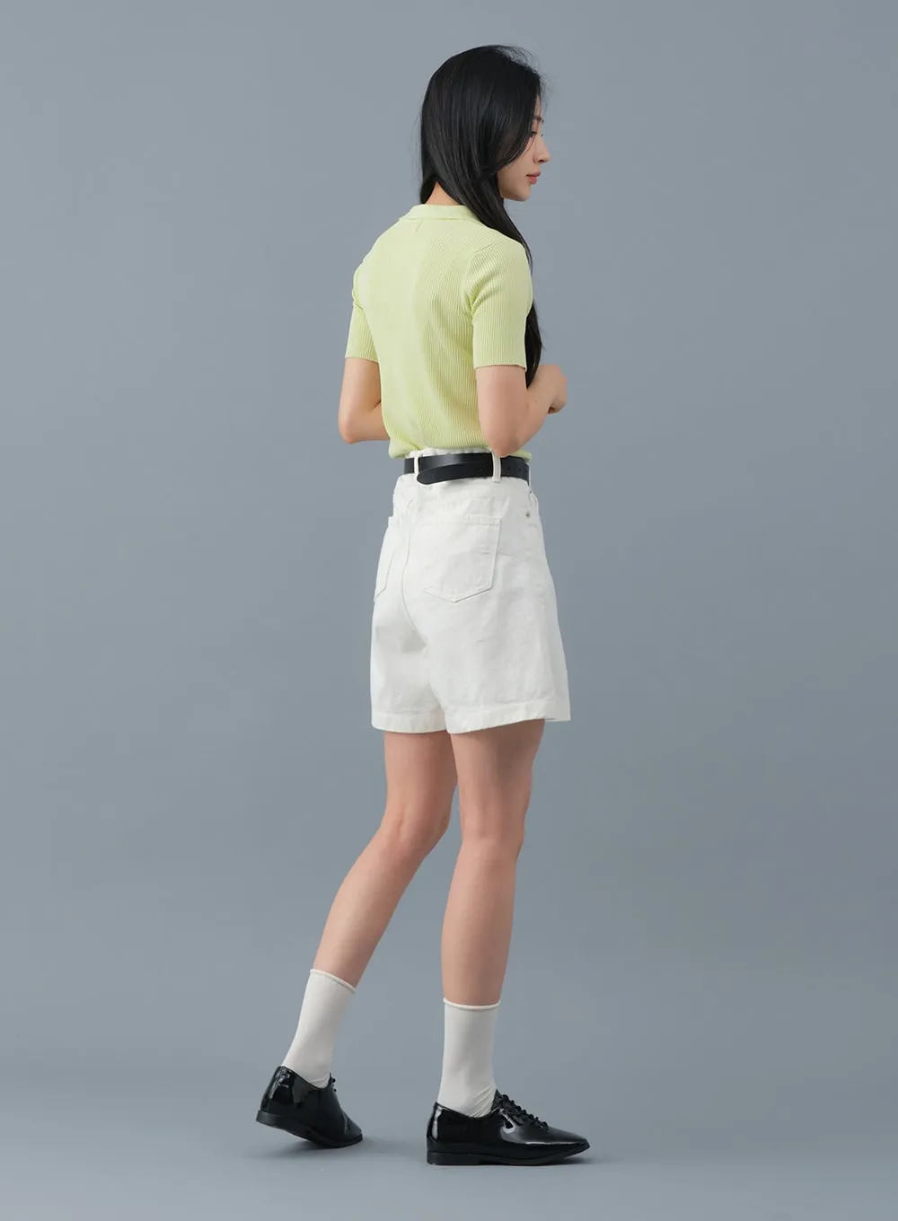 Ribbed Collar Knit Top OM2