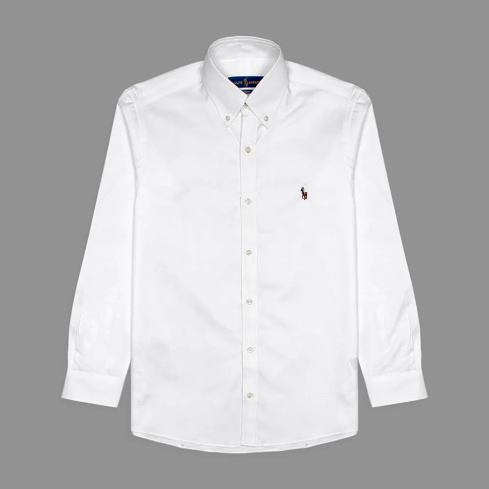 RL White Embroidered logo Oxford Shirt