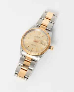 Rolex Vintage Oyster Perpetual 36 MM Dial Stainless Steel & Yellow Gold Fluted Bezel Watch