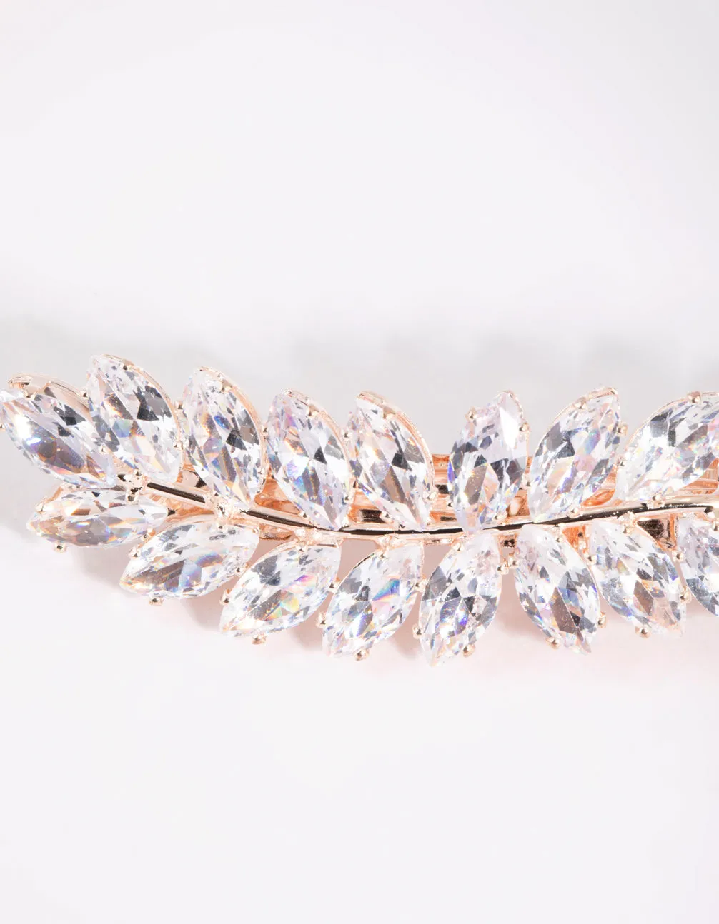 Rose Gold Navette Crystal Laurel Clip