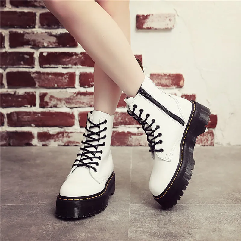 Round Toe Chunky Heel Ankle Boots Women
