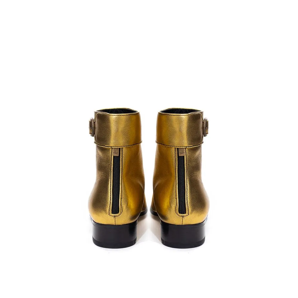Saint Laurent Gold Leather Boot