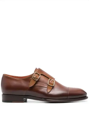 Santoni double-buckle leather shoes
