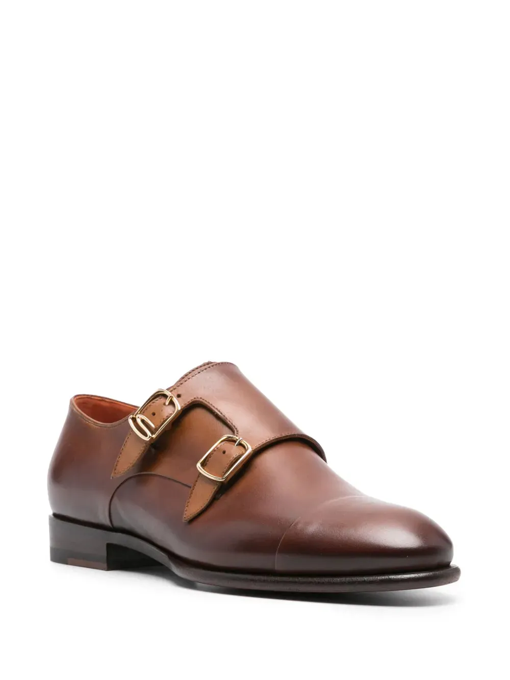 Santoni double-buckle leather shoes