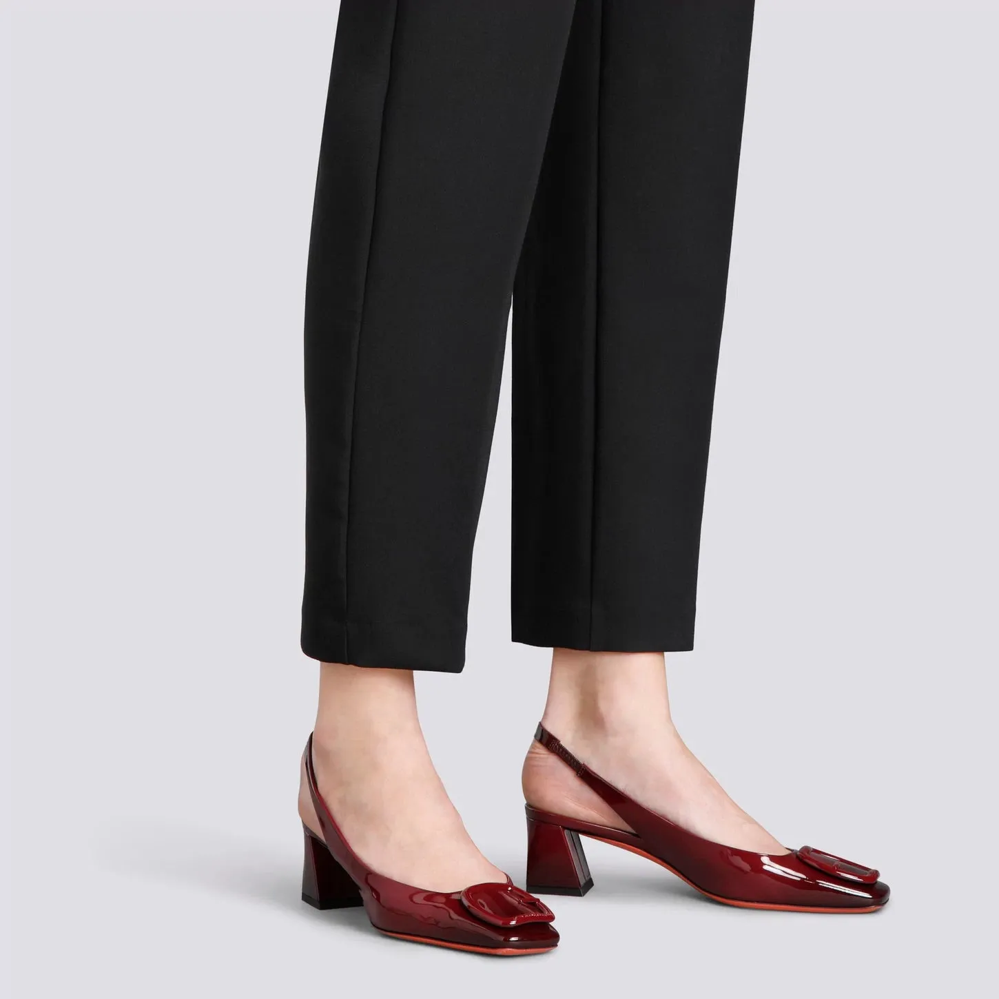 Santoni - Patent Leather Mid-Heel Pump - Red