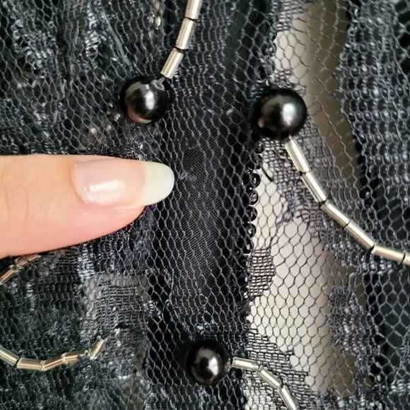 Scala Milan Paris Los Angeles Gold Beaded Sheer Vintage 80s Open Front Jacket