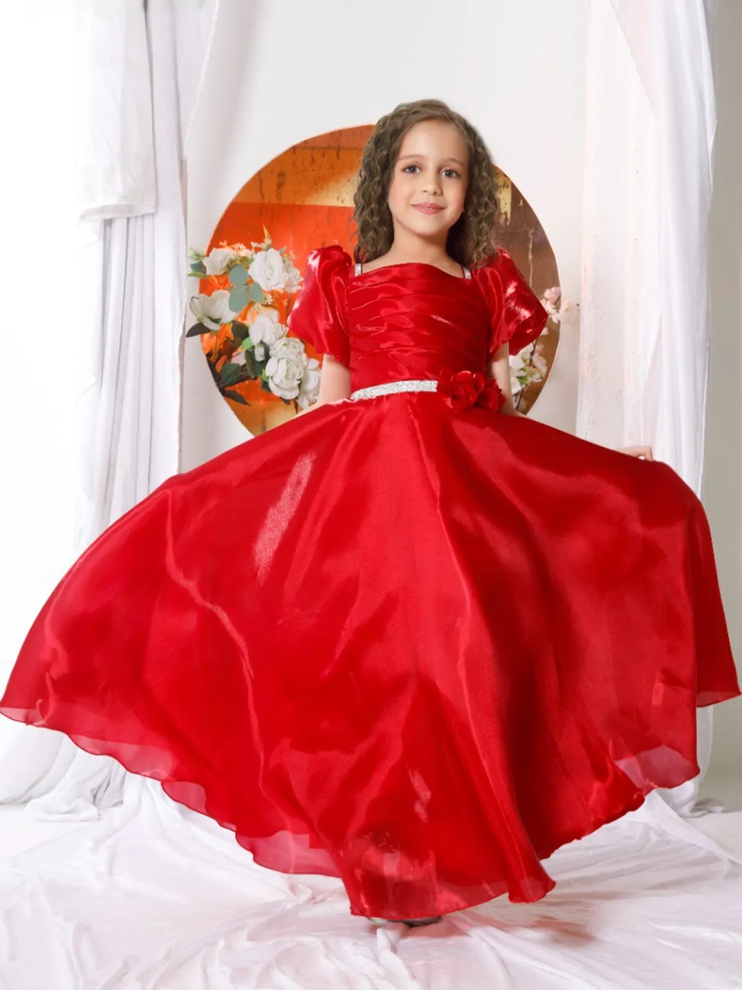 Scarlet Red Princess Gown for Girls